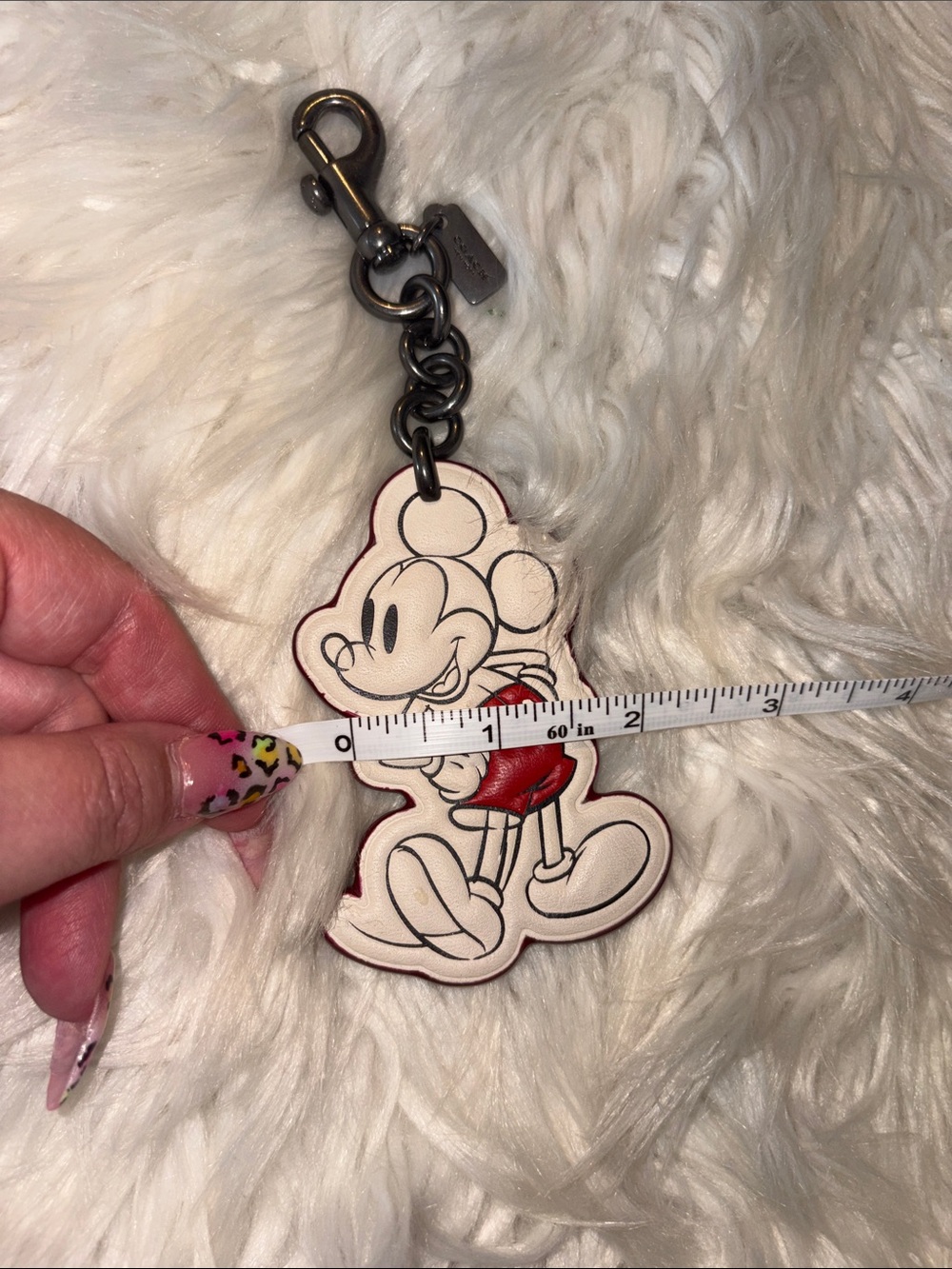 Disney Coach  Mickey Mouse Leather Key Fob - White & Red - Picture 10 of 10